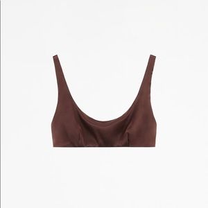 Zara Satin Bralette with Wide Straps, Brown